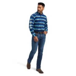 Ariat® Men's Olympian Blue Team Maison Button Down Shirt 10041782 -Western Cowboy Equipment Store F22 MNS WEST 10041782 full