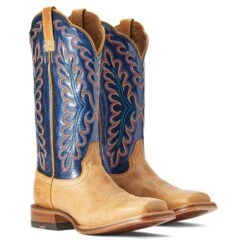 Ariat® Ladies Darbie Square Toe Flaxen & Navy Patent Boots 10042388 -Western Cowboy Equipment Store F22 WMS WEST 10042388 pair
