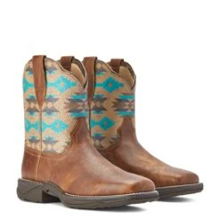 Ariat® Ladies Anthem Savanna Tan & Turquoise Aztec Shorties 10042576 -Western Cowboy Equipment Store F22 WMS WEST 10042576 pair