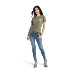Ariat® Ladies Arrowhead Short Sleeve Military Heather T-shirt 10042723 -Western Cowboy Equipment Store F22 WMS WEST 10042723 full