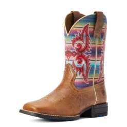 Ariat® Youth Girl's Lonestar Tan & Old Muted Serape Boots 10042595 -Western Cowboy Equipment Store F22 YTH WEST 10042595 3 4 front