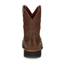 Justin Ladies Lathey Brown Nano Composite Square Toe Work Boots GY9962 -Western Cowboy Equipment Store GY9962 617x563 Heel