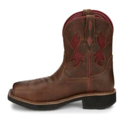 Justin Ladies Lathey Brown Nano Composite Square Toe Work Boots GY9962 -Western Cowboy Equipment Store GY9962 617x563 Instep