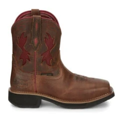 Justin Ladies Lathey Brown Nano Composite Square Toe Work Boots GY9962 -Western Cowboy Equipment Store GY9962 617x563 Profile