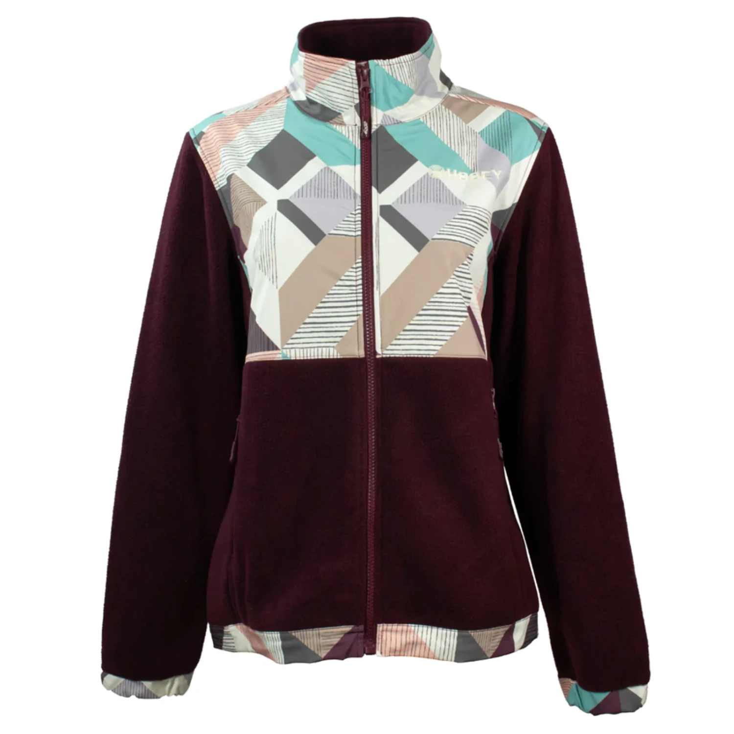Hooey® Ladies Geometric Burgundy Fleece Tech Jacket HJ101BUPR 1 Hooey® Ladies Geometric Burgundy Fleece Tech Jacket HJ101BUPR