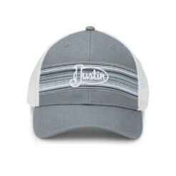 Justin Men's Classic Logo Striped Print Snapback Cap JCBC723-GRY -Western Cowboy Equipment Store JCBC723 617x563 Profile