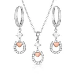 Montana Silversmiths Ladies Hoofprints Horseshoe Jewelry Set JS4308