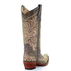 Circle G By Corral Ladies Distressed Green/Beige Filigree Boots L5407 -Western Cowboy Equipment Store L5407 2