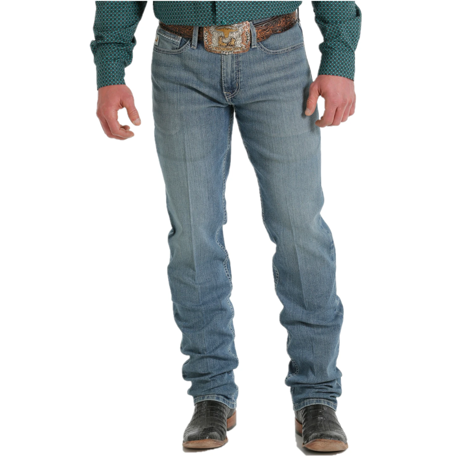 Kimes Ranch Cinch Denim® Men's Jessie Light Stone Indigo Jeans MB56638001 3 Kimes Ranch Cinch Denim® Men's Jessie Light Stone Indigo Jeans MB56638001 - Image 3