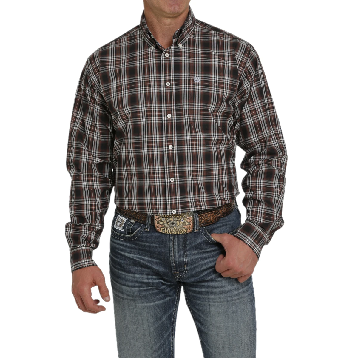 Cinch® Men's Plaid Brown Button Down Shirt MTW1105452 1 Cinch® Men's Plaid Brown Button Down Shirt MTW1105452
