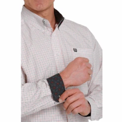 Cinch® Men's White Checkered Print Button Down Shirt MTW1105549 -Western Cowboy Equipment Store MTW1105549 1