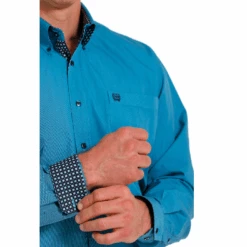 Cinch® Men's Micro-Stripe Turquoise Button Down Shirt MTW1105564 -Western Cowboy Equipment Store MTW1105564 2