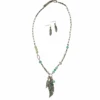 M&F Ladies Bead & Feather Teal Jewelry Set 30850