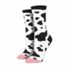 SockSmith Ladies MOOOO! Cow Print Crew Socks WNC1886-WHI