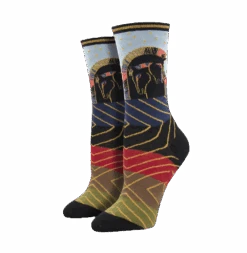 SockSmith Ladies Embracing Horses Steel Blue Crew Socks WNC2050-STB