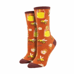 SockSmith Ladies Bee My Honey Burnt Orange Crew Socks WNC2271-BTO