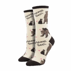 SockSmith Ladies Mama Bear Ivory Heather Crew Socks WNC2380-HIV