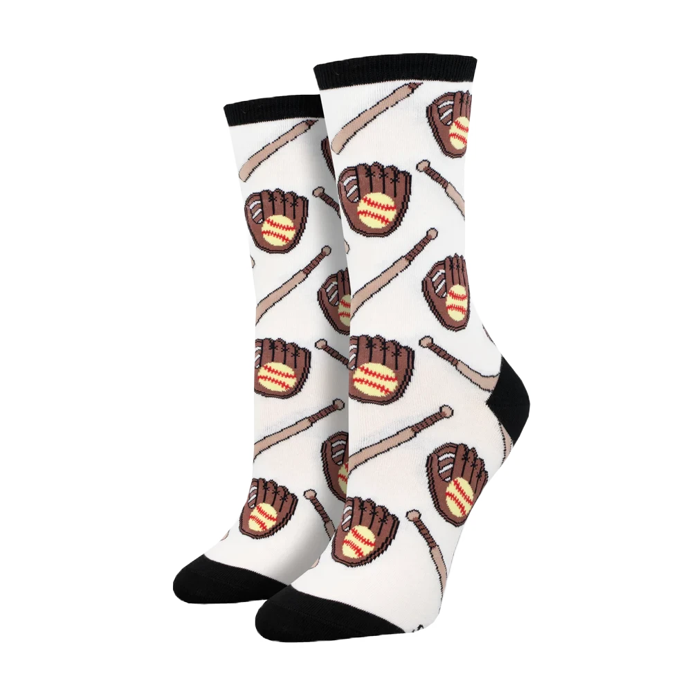 SockSmith Ladies Softball League White Crew Socks WNC2964-WHI 1 SockSmith Ladies Softball League White Crew Socks WNC2964-WHI