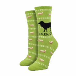 SockSmith Ladies Farm Girl Green Crew Socks WNC2974-GEE