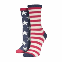 SockSmith Ladies Flag Vintage Blue Crew Socks WNC337-VBL