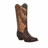 Corral® Ladies Brown Caiman Embroidery Snip Toe Western Boots A4184