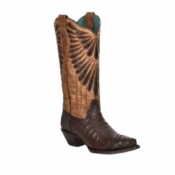 Corral® Ladies Brown Caiman Embroidery Snip Toe Western Boots A4184