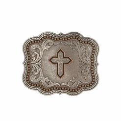 Nocona® Men's Scalloped Copper Cross Antique Silver Buckle 37911