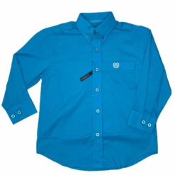 Panhandle® Youth Boy's Bright Turquoise Stretch Poplin Button Down C0D3161