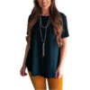 L&B Ladies Black Basic Short Sleeve Shirt BASIC-01-BLACK