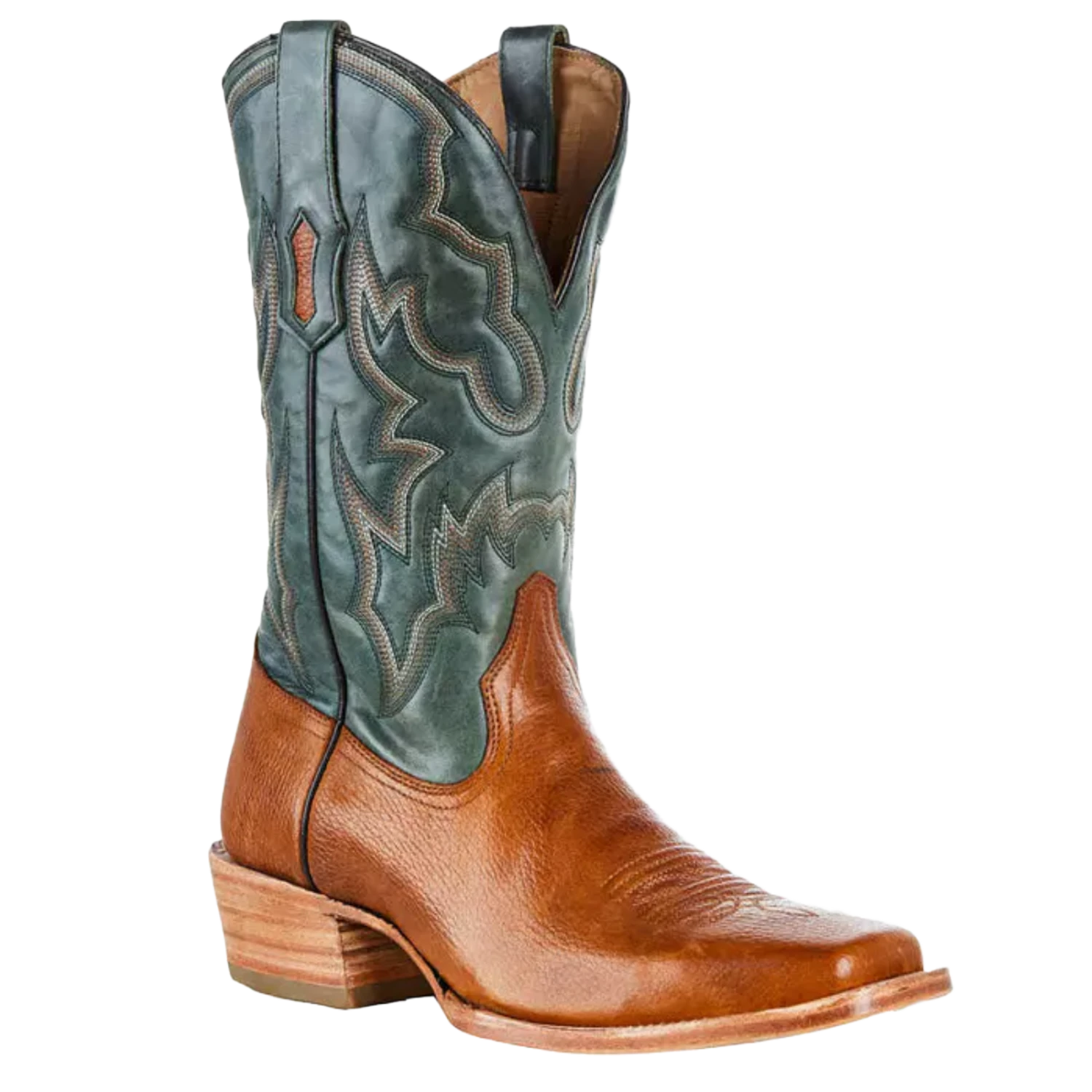 Corral Boots Corral® Men's Embroidered Honey Brown & Green Square Toe Boots A4224 1 Corral Boots Corral® Men's Embroidered Honey Brown & Green Square Toe Boots A4224