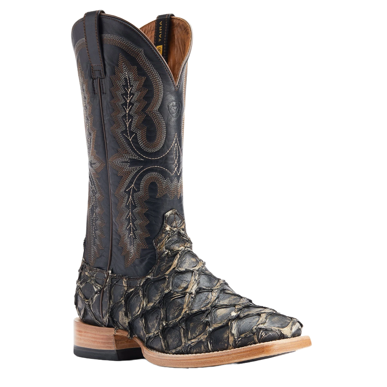 Ariat® Men's Deep Water Exotic Distressed Black Western Boots 10044420 1 Ariat® Men's Deep Water Exotic Distressed Black Western Boots 10044420