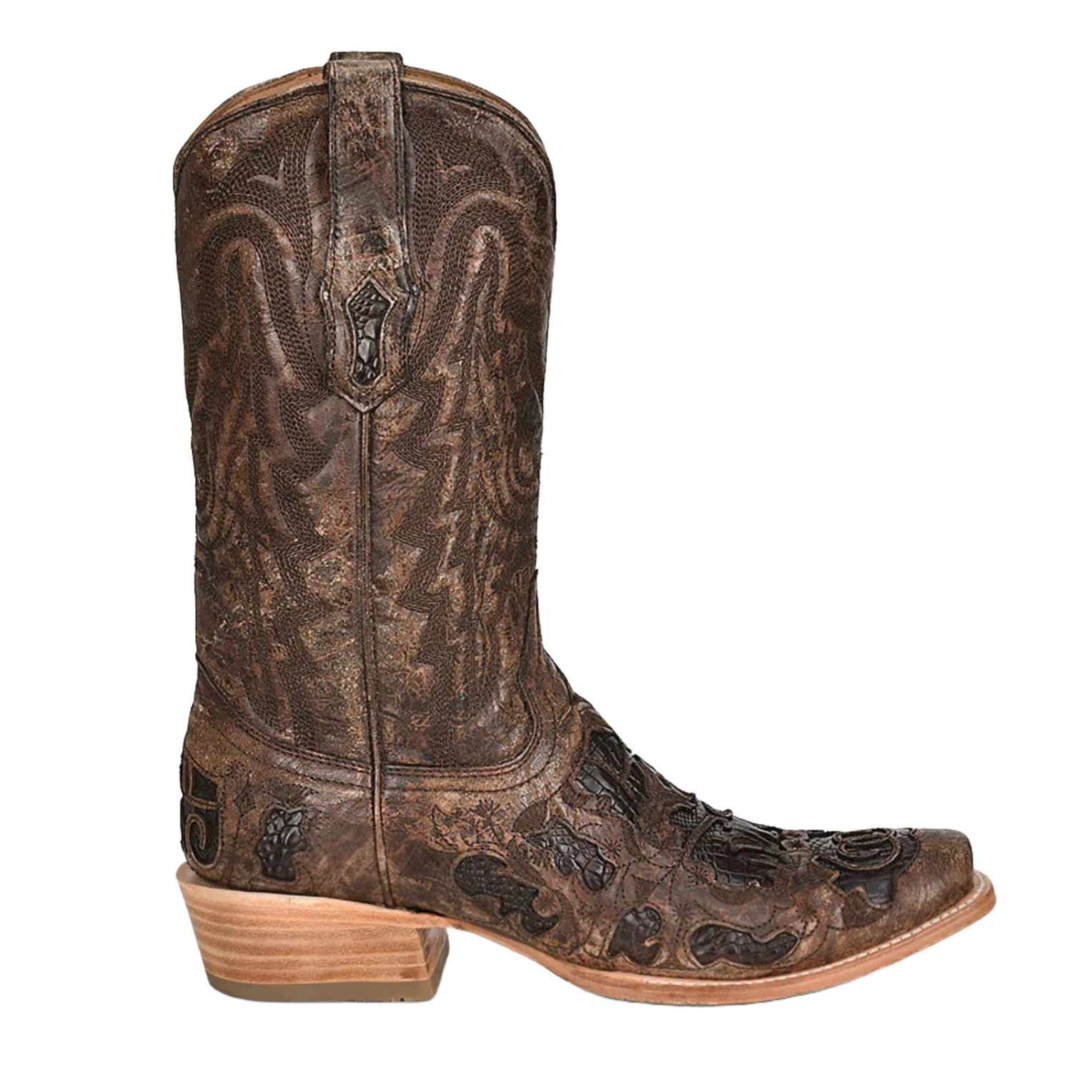 Corral Boots Corral® Men's Brown Exotic Alligator Inlay & Embroidered Western Boots 2 Corral Boots Corral® Men's Brown Exotic Alligator Inlay & Embroidered Western Boots - Image 2