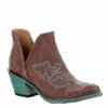 Circle G By Corral Ladies Cognac Brown & Turquoise Embroidery Booties Q0099