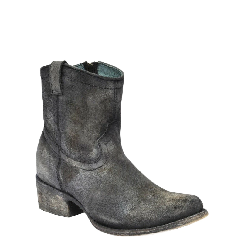 Corral Boots Corral Ladies Grey Lambskin Leather Zip-Up Shortie Booties C3089 1 Corral Boots Corral Ladies Grey Lambskin Leather Zip-Up Shortie Booties C3089