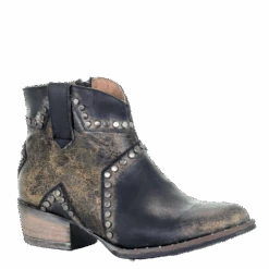 Circle G By Corral Ladies Black Star Inlay & Studs Ankle Boots Q5070