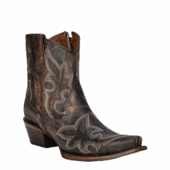 Circle G By Corral Ladies Black & Brown Western Zipper Booties L5917