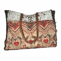 Olay Bags® Rug Woven With Cowhide Distressed Brown Shoulder Bag LB229