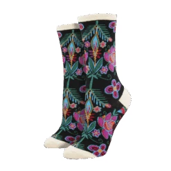 SockSmith Ladies Alyssa Floral Black Socks WNC2638-BLK