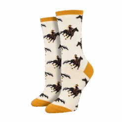 Sock Smith Ladies " Giddy Up" Ivory Crew Socks WNC2973-HIV