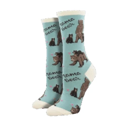 SockSmith Ladies Mama Bear Teal Crew Socks WNC2380-TEA
