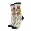 SockSmith Ladies Maya Cat Ivory Heather Crew Socks WNC2639-HIV