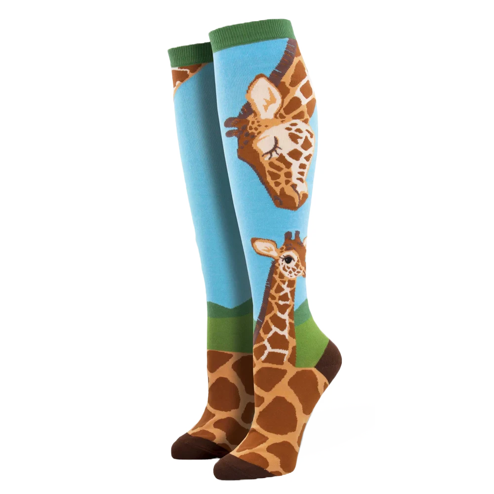 SockSmith Ladies Loving Giraffes Knee High Blue Socks WNH2523-BLU 1 SockSmith Ladies Loving Giraffes Knee High Blue Socks WNH2523-BLU