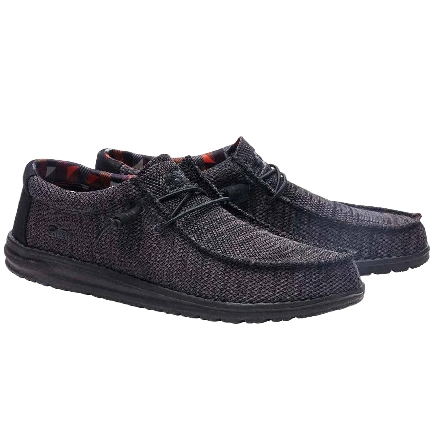 Hey Dude Men's Wally Sox Jet Black Shoes 110354935-PB 1 Hey Dude Men's Wally Sox Jet Black Shoes 110354935-PB