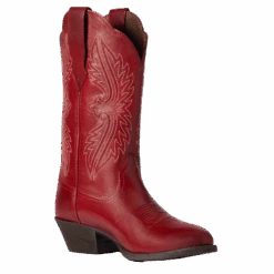 Ariat Ladies Heritage R Toe Rosy Red StretchFit Western Boots 10038433