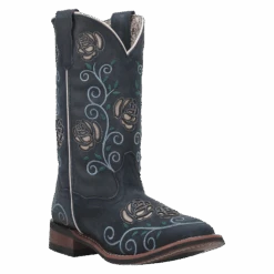 Laredo® Ladies Navy Willow Floral Square Toe Pull On Western Boots 5885