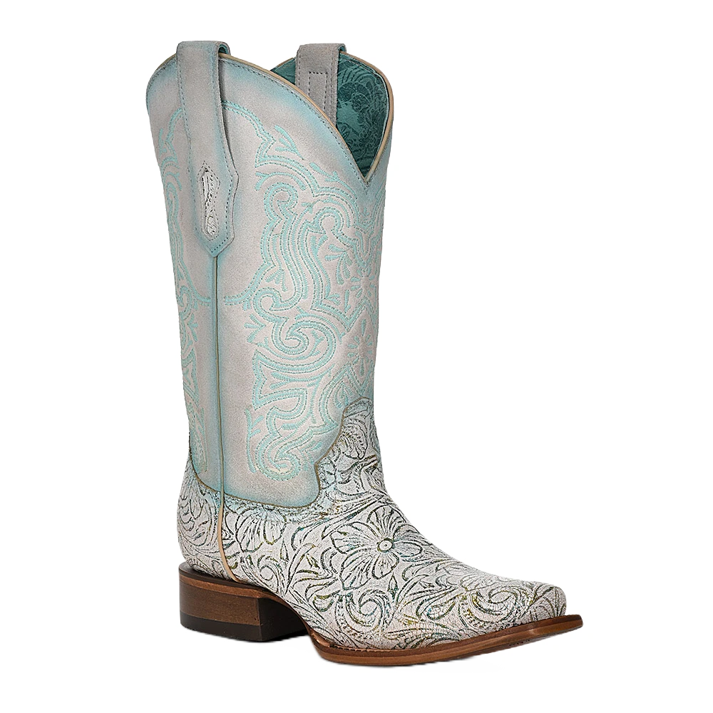 Corral Boots Corral Ladies Embroidered White & Turquoise Square Toe Boot Z5139 1 Corral Boots Corral Ladies Embroidered White & Turquoise Square Toe Boot Z5139