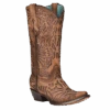Corral Boots Corral® Ladies Shedron Inlay Snip Toe Brown Western Boots C3813