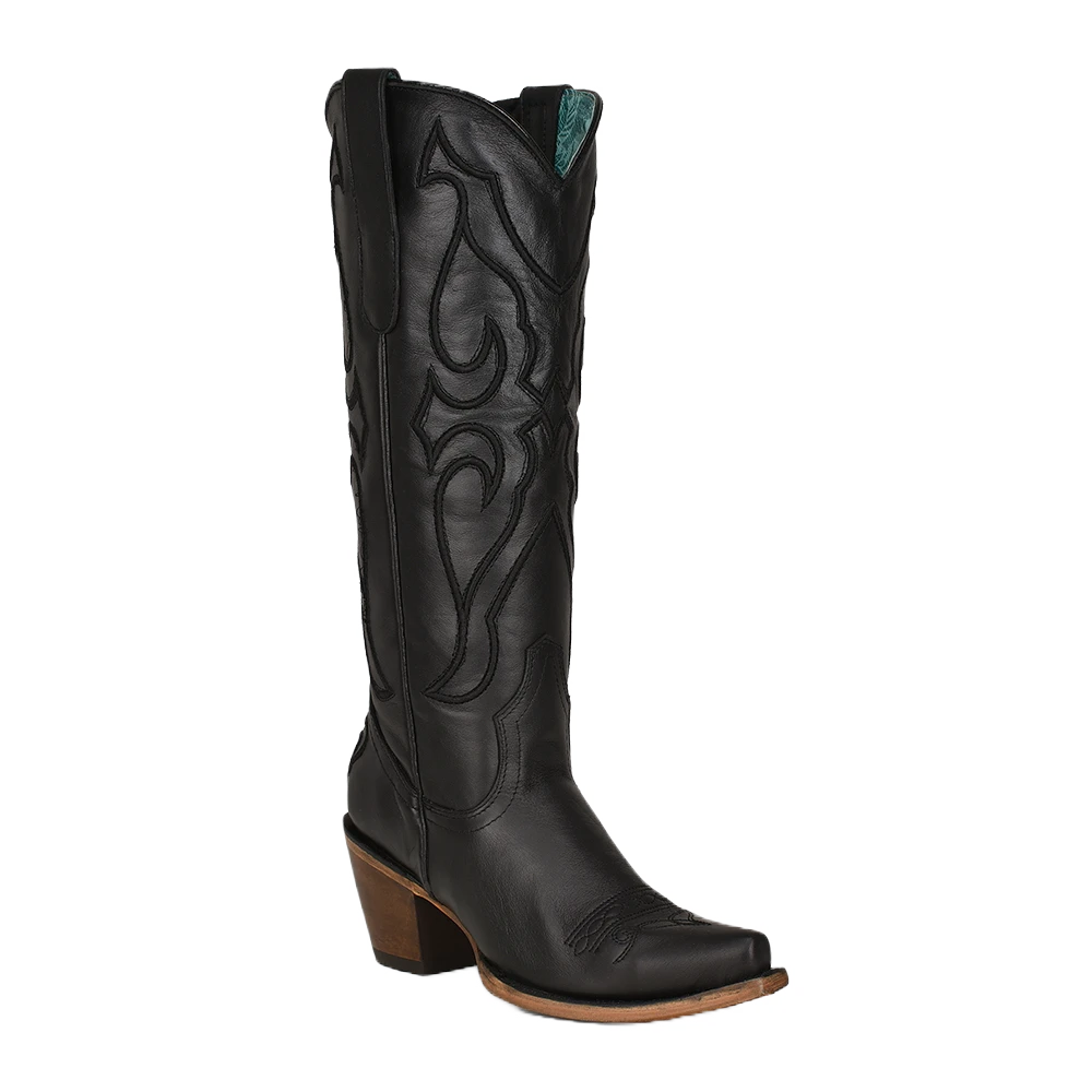 Corral Boots Corral Ladies Stitch Pattern & Inlay Snip Toe Black Tall Boots Z5075 1 Corral Boots Corral Ladies Stitch Pattern & Inlay Snip Toe Black Tall Boots Z5075