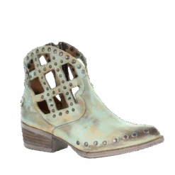 Circle G By Corral Ladies Green Studs Cutout & Zipper Booties Q5094