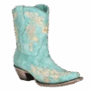 Corral Boots Corral® Ladies Studded & Floral Embroidery Turquoise Booties A4316